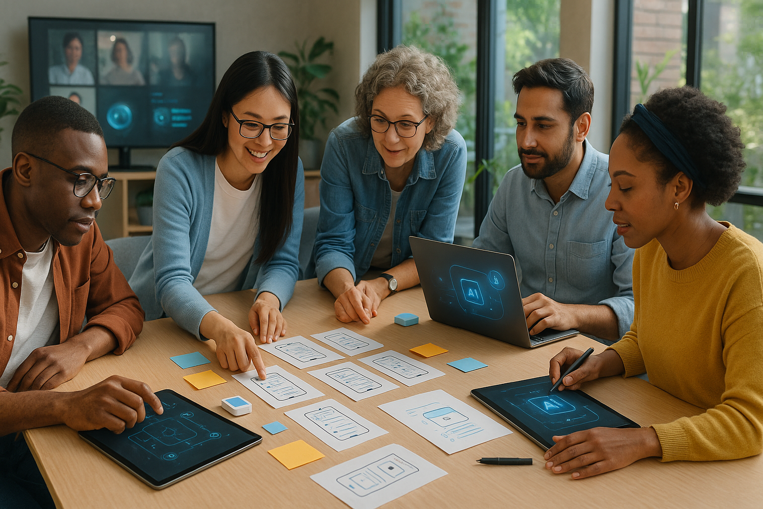 Unntul team collaborating on AI products